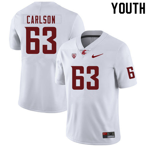 Youth #63 Carter Carlson Washington Cougars College Football Jerseys Sale-White - Click Image to Close